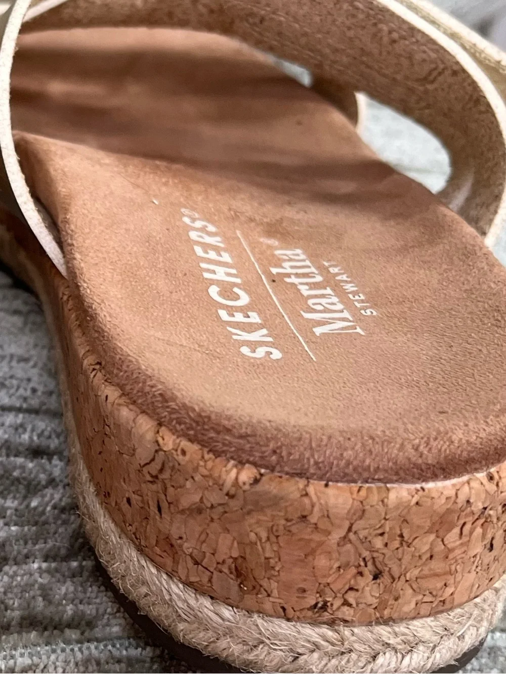 Skechers Metallic Gold Triple-Strap Slide Sandals - Picture 3 of 5